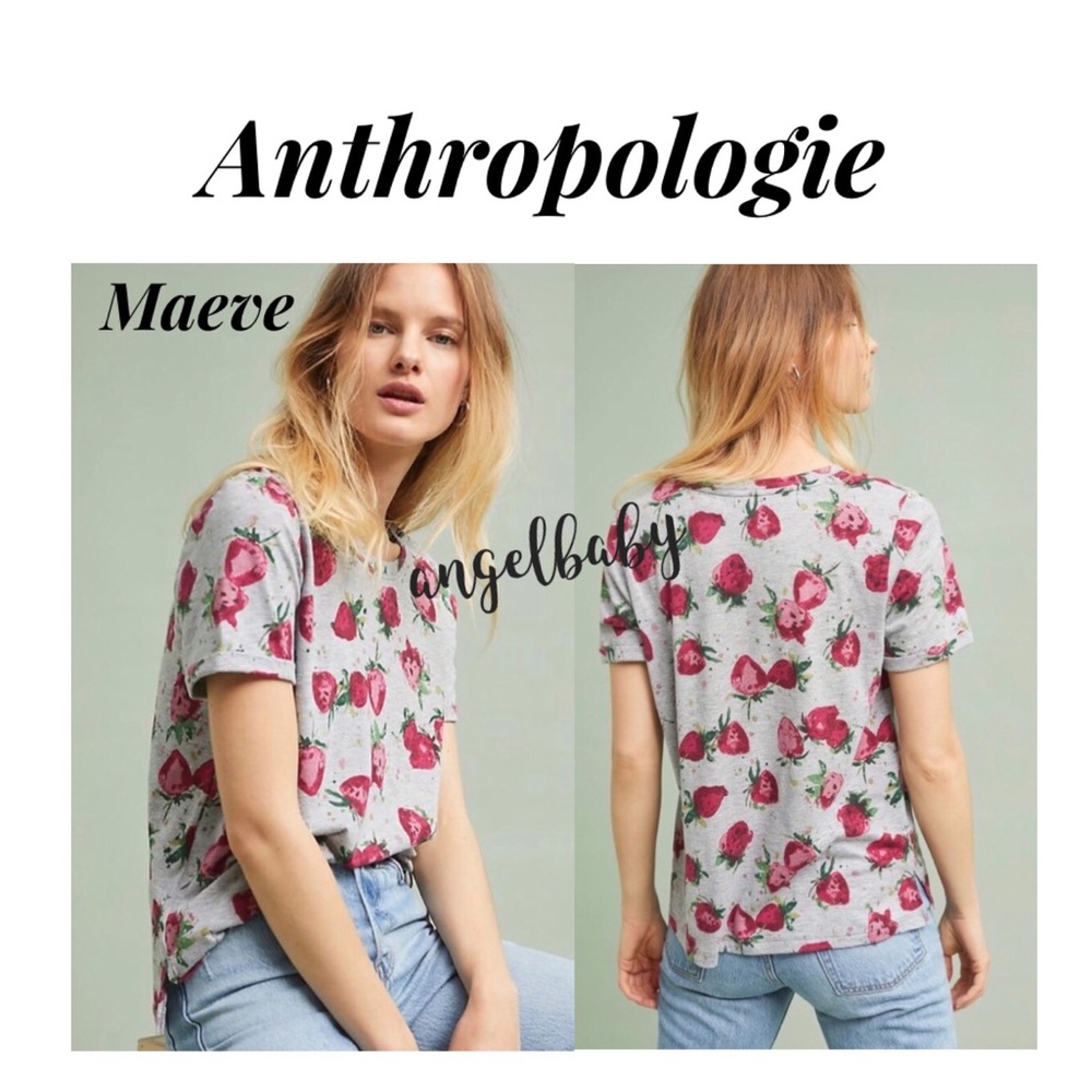 Host Pick! Anthropologie Maeve Strawberry fields tee 🍓🤩 - Picture 2 of 16